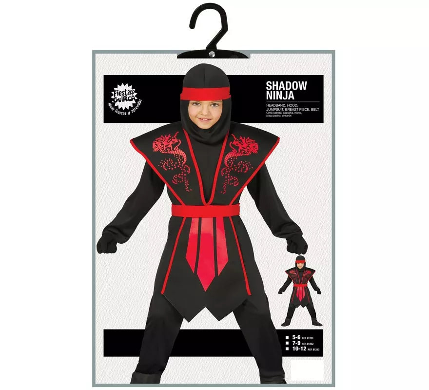 Translation missing: de.Disfraz Shadow Ninja Negro y Rojo para Niños