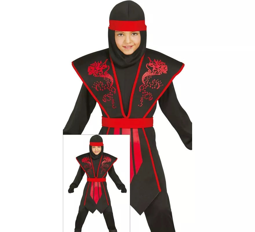 Translation missing: de.Disfraz Shadow Ninja Negro y Rojo para Niños