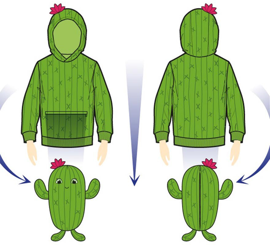 Translation missing: de.Disfraz Sudadera Peluche Carmen Cactus para adulto