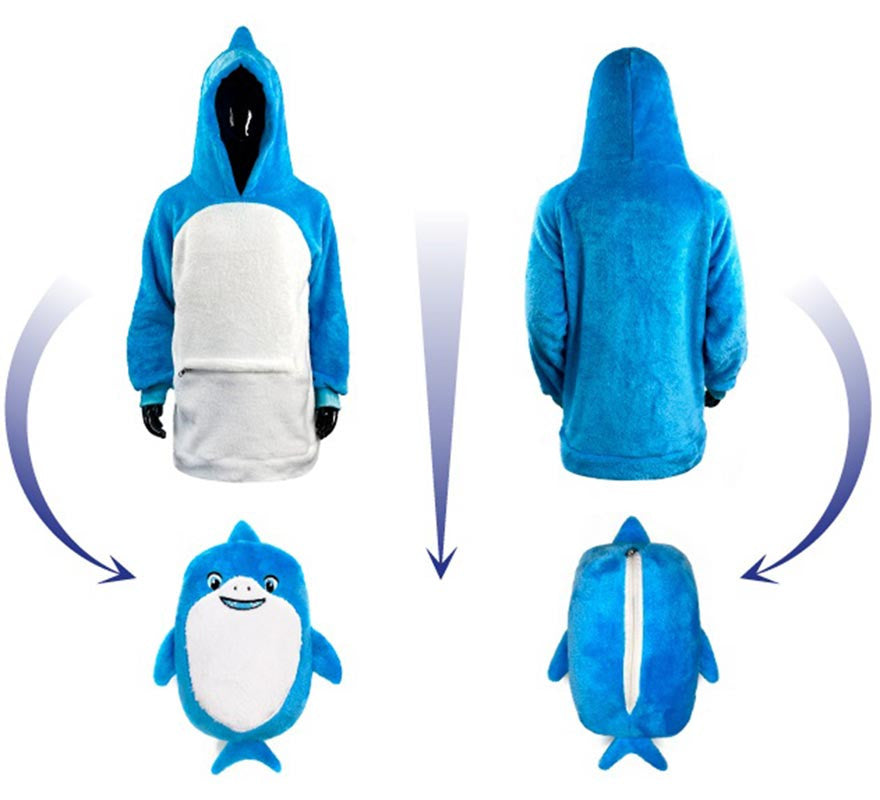 Translation missing: de.Disfraz Sudadera Peluche Sandy Tiburón azul infantil