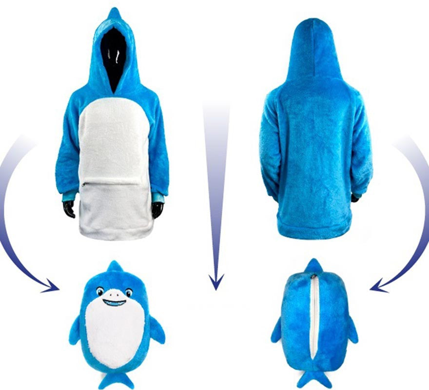 Translation missing: de.Disfraz Sudadera Peluche Sandy Tiburón para adulto
