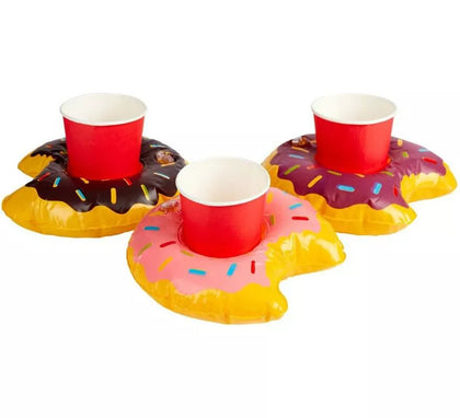Donut inflabe porta bebidas en 3 colores surtidos de 20 cm