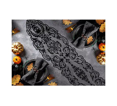 Totenkopf-Spitze für Tisch schwarz 180x35 cm