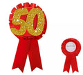 Escarapela Roja y Dorada con Purpurina 50 Aniversario de 15 cm