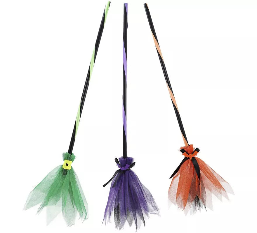 Escoba Bruja de Tul 90 cm colores surtidos