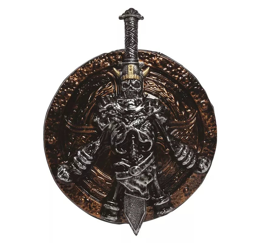 Translation missing: de.Espada de 57 cm y Escudo de 45 cm de Guerrero Esqueleto