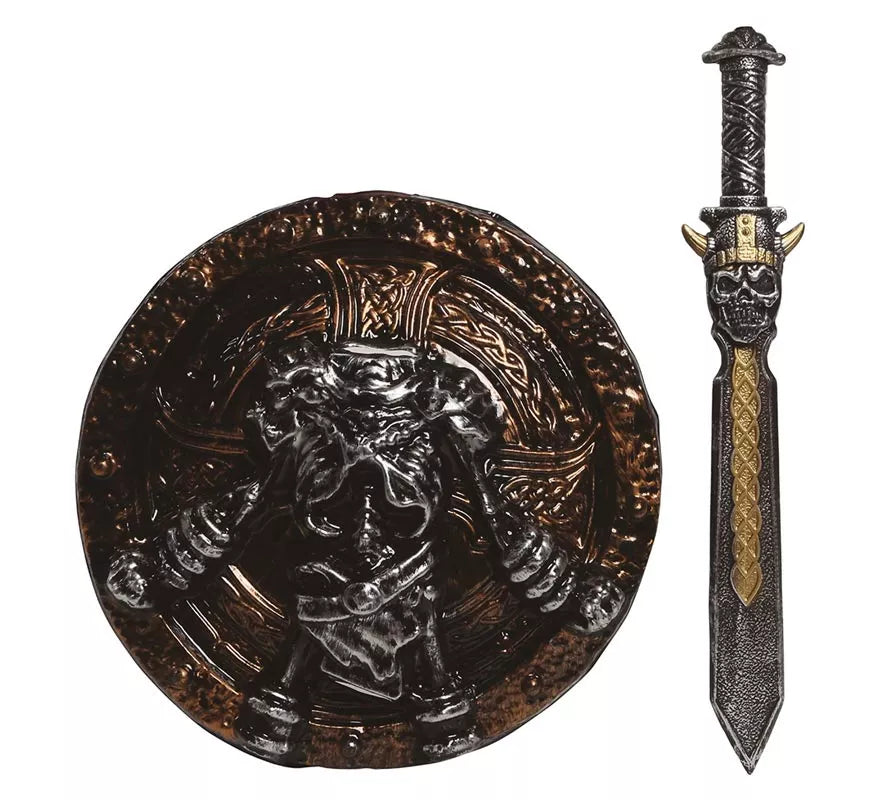 Espada de 57 cm y Escudo de 45 cm de Guerrero Esqueleto