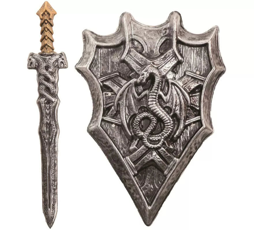Translation missing: de.Escudo con Cruz y Espada Caballero Medieval de 38x60 cm