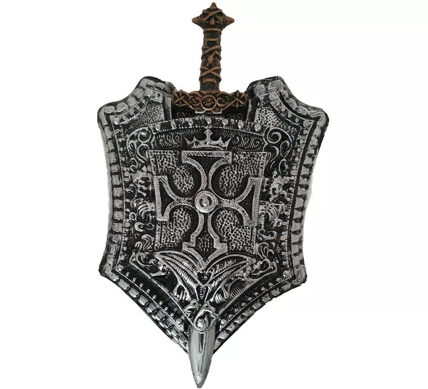 Translation missing: de.Escudo con Cruz y Espada Caballero Medieval de 38x60 cm