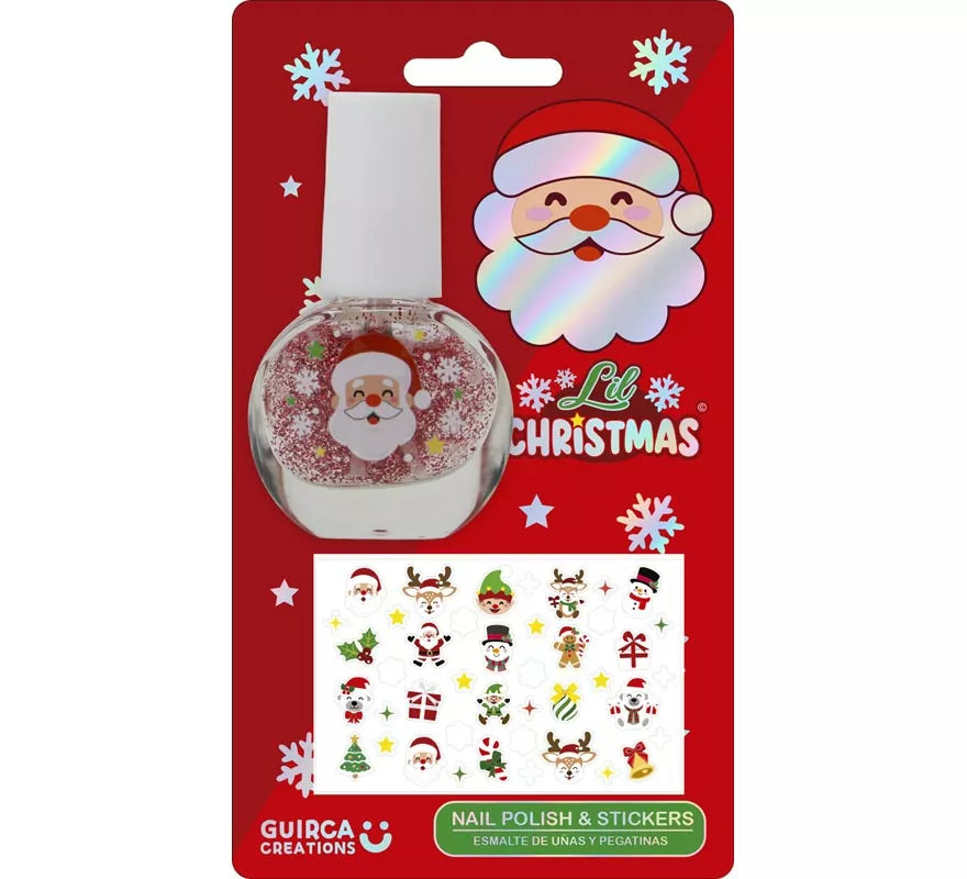 Translation missing: de.Esmalte de Uñas con Purpurina y Pegatinas Navideñas