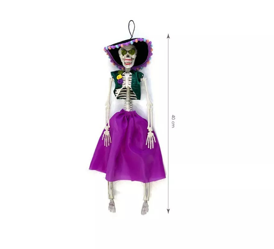 Translation missing: de.Esqueleto de Catrina púrpura de 40 cm