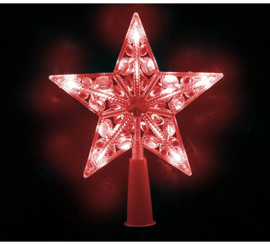 Translation missing: de.Estrella de Árbol de Remate de 10 Led Rojo con Pilas