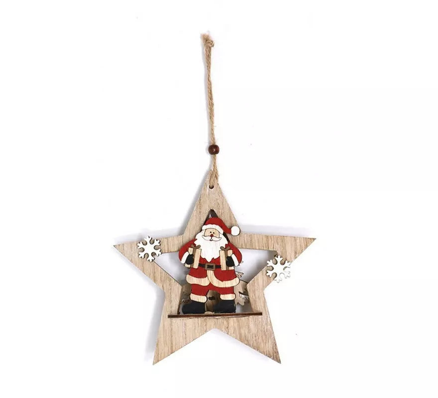 Translation missing: de.Estrella de Papá Noel Madera 18 cm