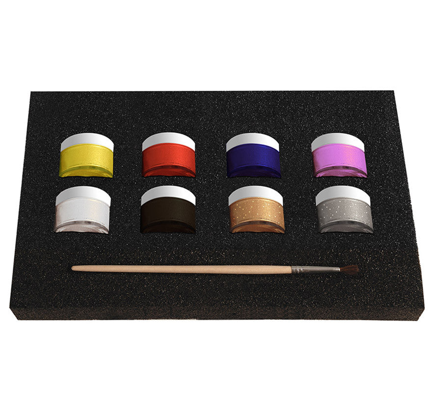Translation missing: de.Set Maquillaje Líquido Fiesta: 8 colores x 10gr, pincel y folleto