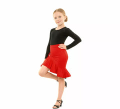 Roter asymmetrischer Tanzrock für Mädchen