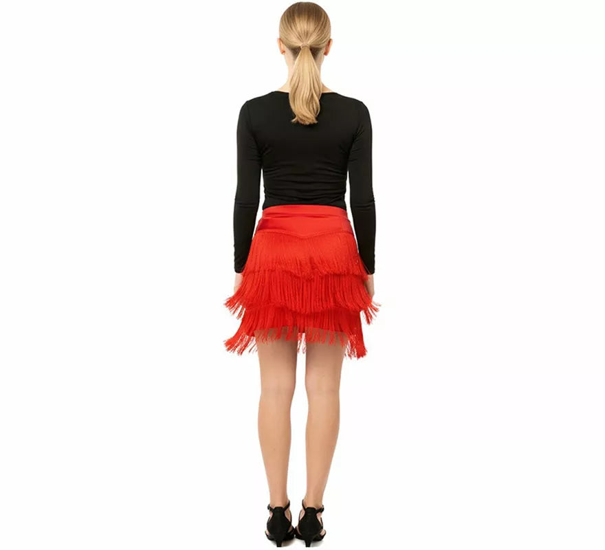 Falda Charlestón roja con Flecos para mujer