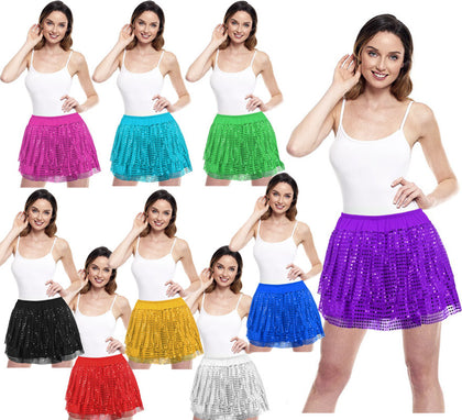 Falda de Lentejuelas para mujer en varios colores de 40 cm