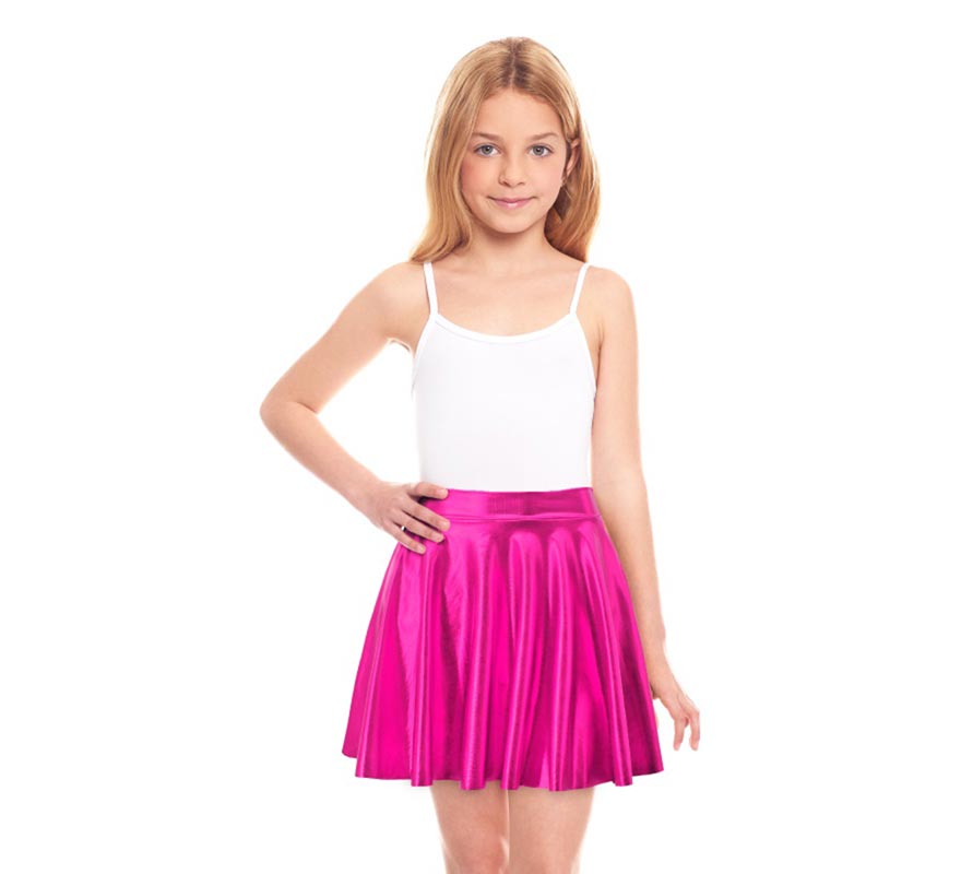Falda de Vuelo fucsia metalizada para niña