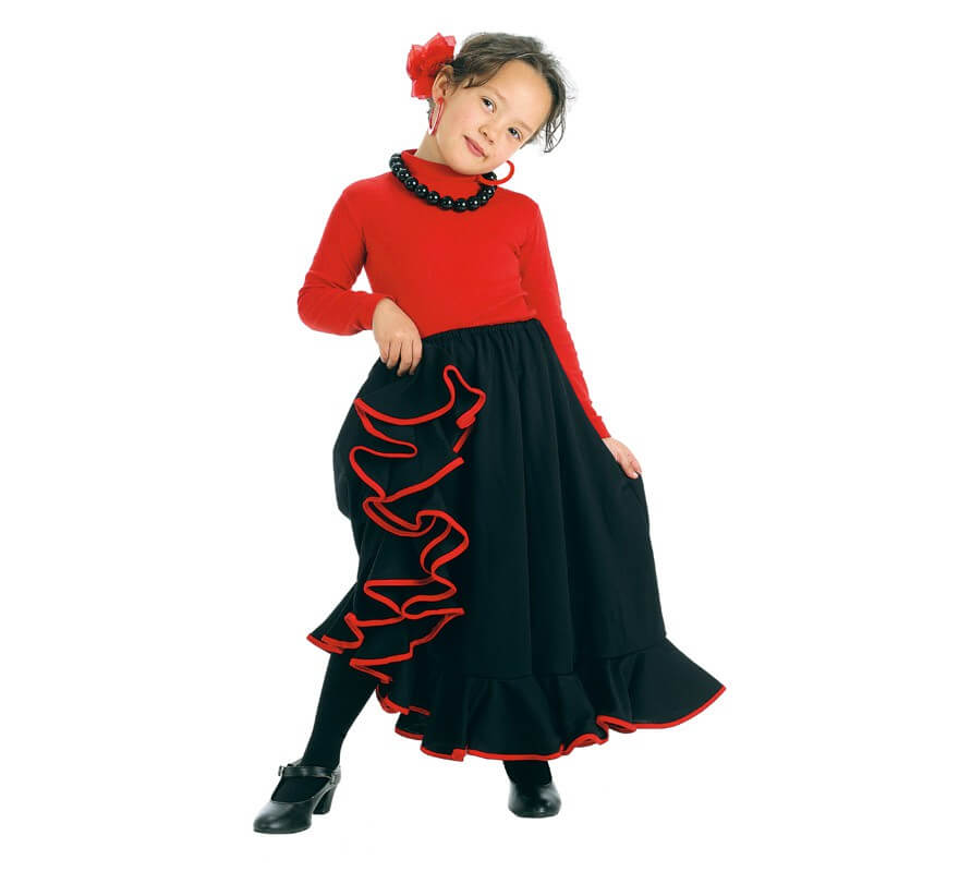 Translation missing: de.Falda Flamenca o Rociera negra para niña