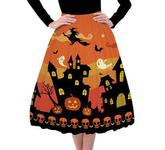 Halloween Orange ausgestellter Rock