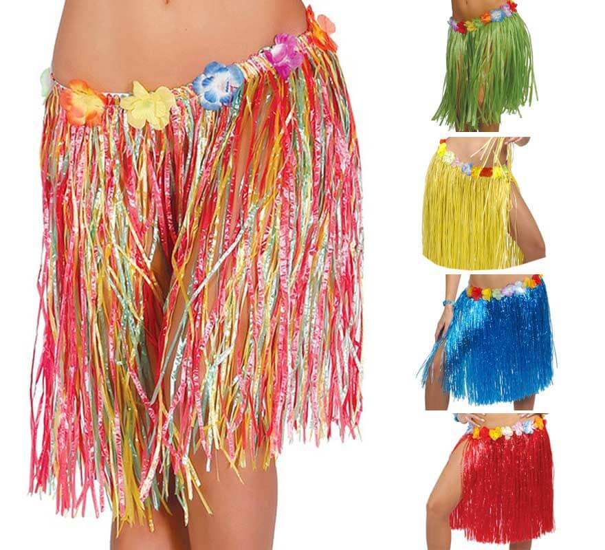 Falda Hawaiana con Flores en varios colores 50 cm