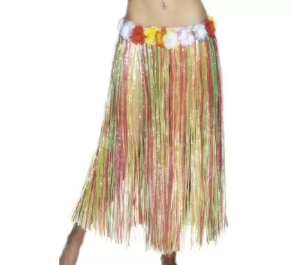 Falda Hawaiana Larga multicolor con flores 79cm