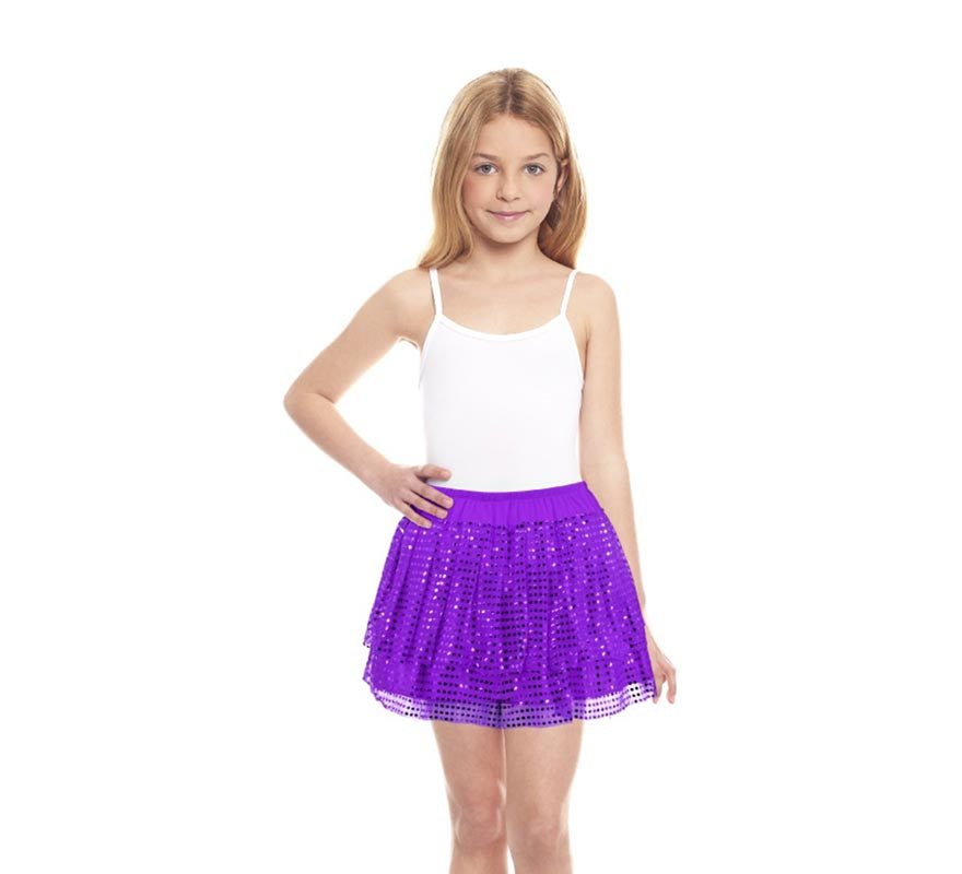 Translation missing: de.Falda morada con lentejuelas infantil