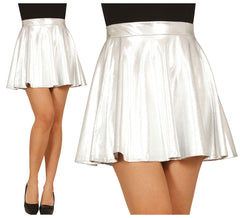 Silberner Pin-Up-Rock mit Glanzeffekt für Damen
