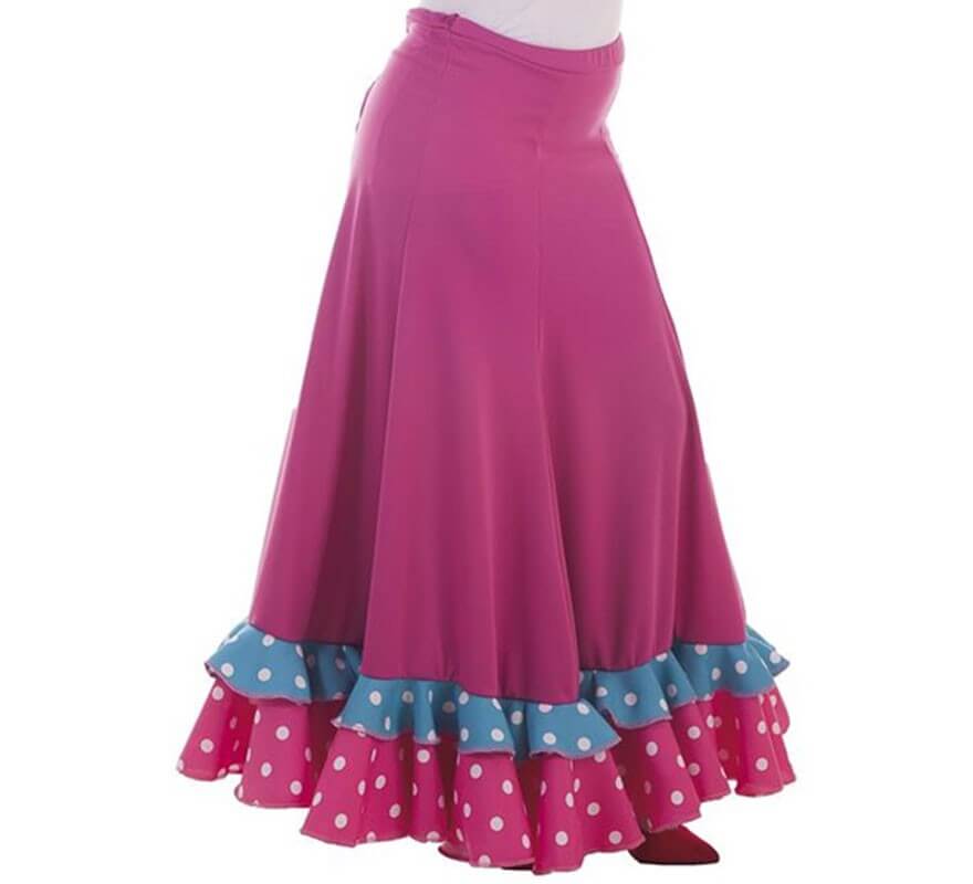 Translation missing: de.Falda Sevillana Azul y Fuxia con Topos