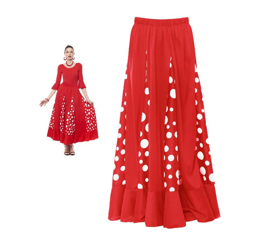 Translation missing: de.Falda Sevillana de Quillas roja con Lunar blanco para mujer