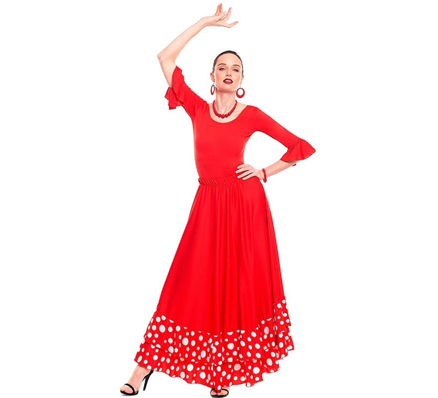 Translation missing: de.Falda Sevillana doble Volante con Lunar blanco para mujer