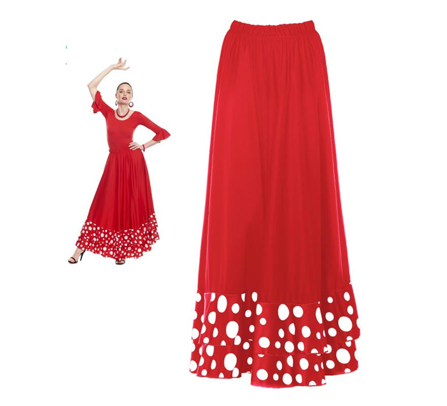 Translation missing: de.Falda Sevillana doble Volante con Lunar blanco para mujer