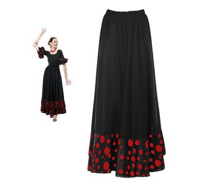 Falda Sevillana doble Volante con Lunar negro y rojo para mujer