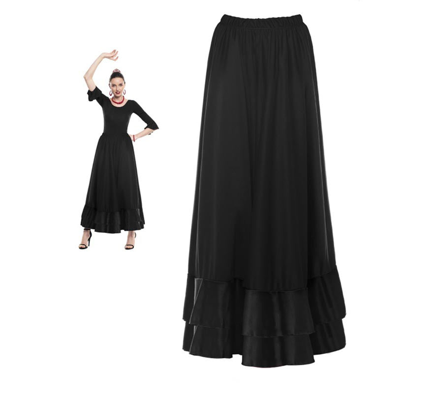 Translation missing: de.Falda Sevillana doble Volante negro para mujer