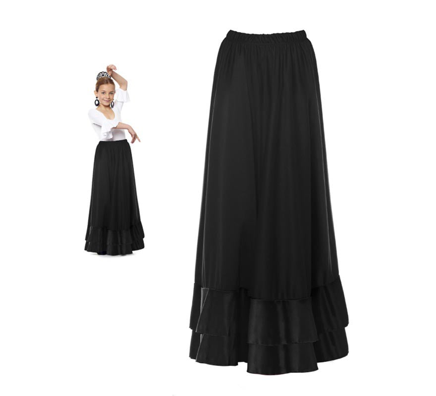 Translation missing: de.Falda Sevillana doble Volante negro para niña
