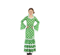 Grünes Flamenca-Kostüm mit Tupfen für Mädchen