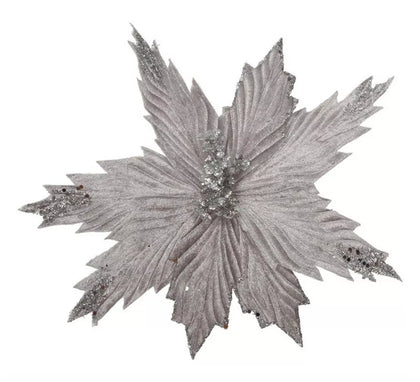 Flor de Navidad Plata de 25 cms