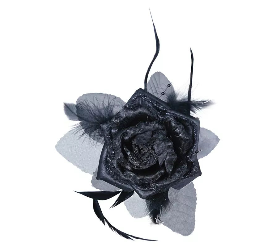 Flor Negra para Pelo con Clip