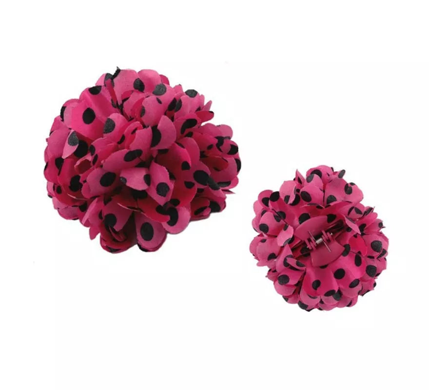Flor Sevillana con Lunares Negros y Pinza 13 cm en varios colores