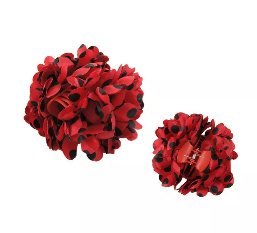 Translation missing: de.Flor Sevillana con Lunares Negros y Pinza 13 cm en varios colores