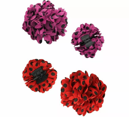 Flor Sevillana o Chulapa 8 cm con Lunares Negros y Pinza, varios colores