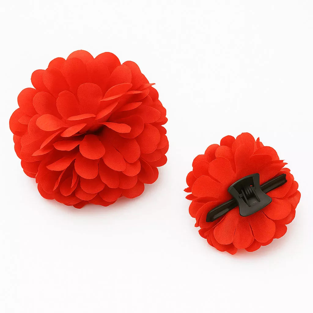 Flor Sevillana o Chulapa de 8 cm con pinza en varios colores