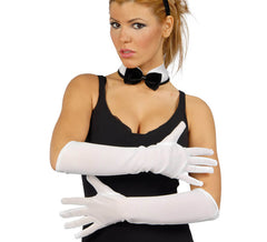 Paar weiße Handschuhe 45 cm.