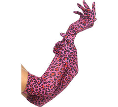 52 cm lange rosa Leopardenhandschuhe