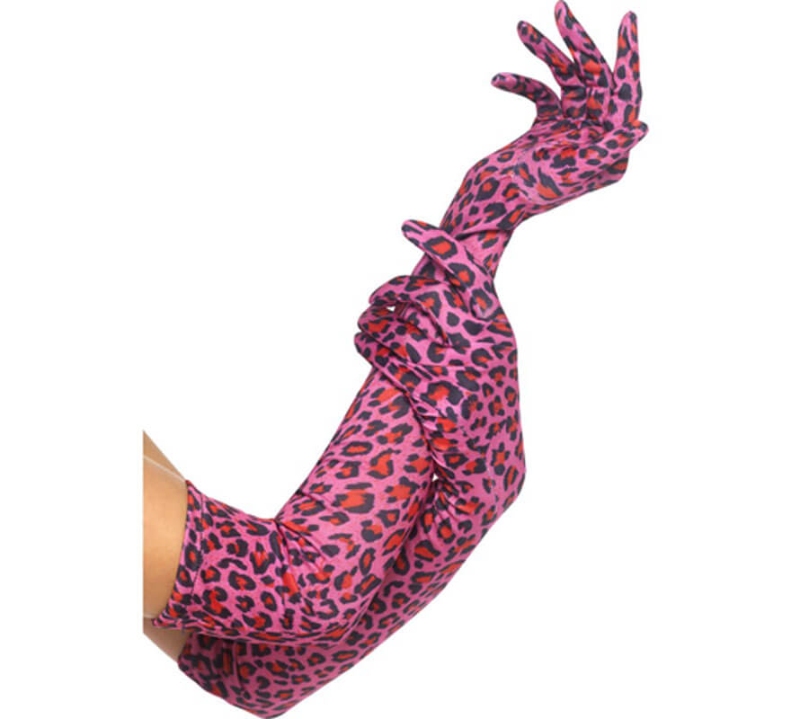 Translation missing: de.Guantes Largos Leopardo color Rosa de 52 cm