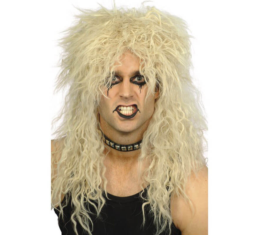 Translation missing: de.Peluca Melena Hard Rock Rubia de los Años 80 para Hombre