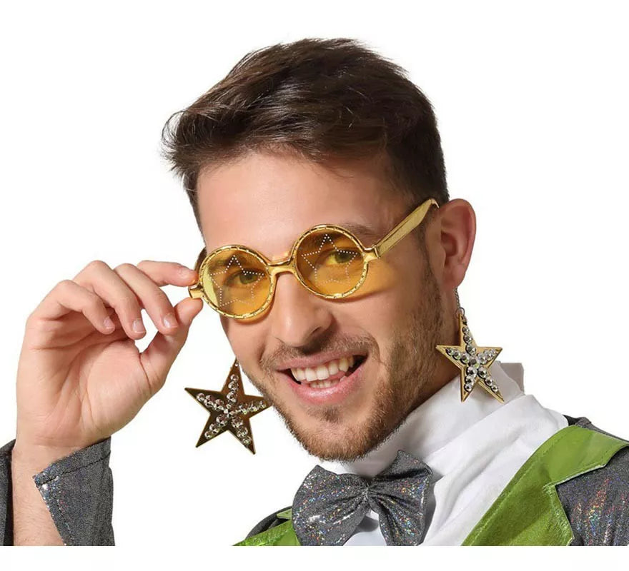 Translation missing: de.Gafas Amarillas de Estrella del Pop con Pendientes