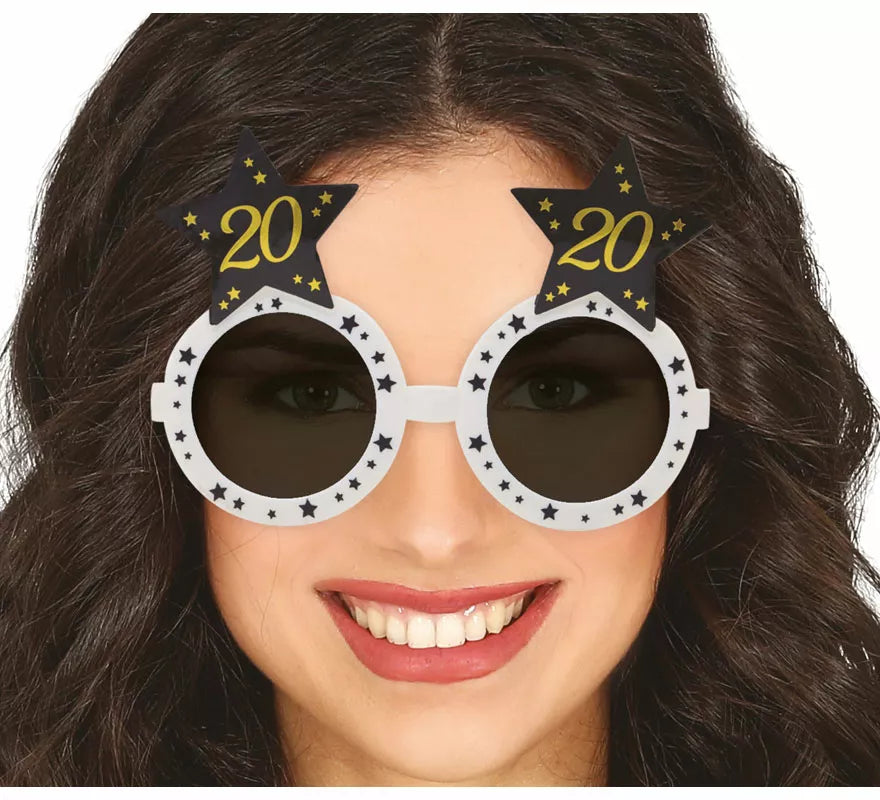 Translation missing: de.Gafas Blancas con Estrellas 20 Años Cumpleaños y Aniversarios