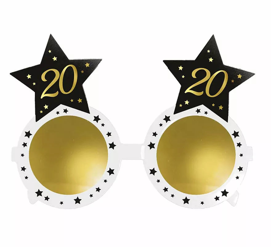 Translation missing: de.Gafas Blancas con Estrellas 20 Años Cumpleaños y Aniversarios