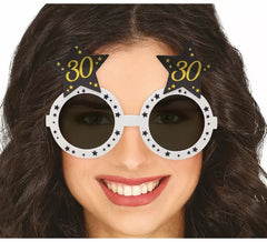 Weiße Brille mit Sternen 30 Jahre
